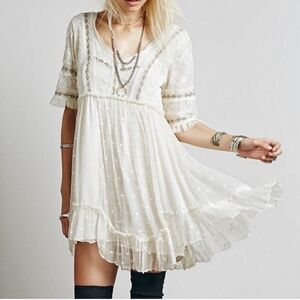 Free People Little Dot Mini Dress Vanilla White Size Small